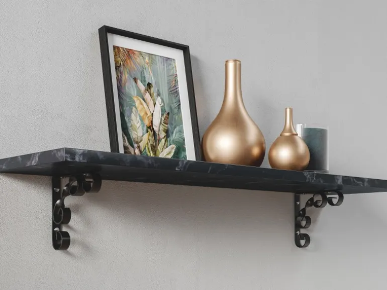 MDF-Wandregal Oldham 1,8 cm x 60 cm x 20 cm Glanzschwarz