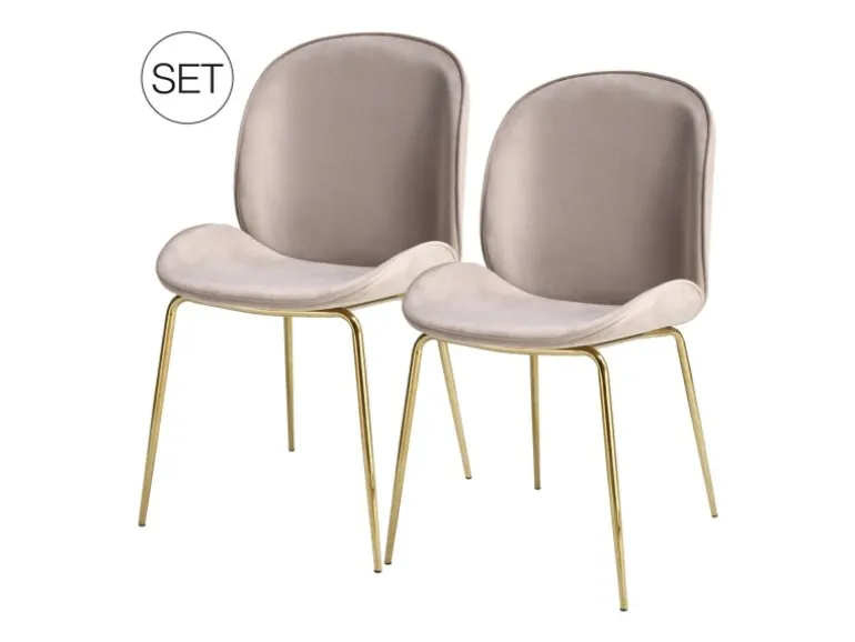 MeGusta Moderner Stuhl 2er-Set Beige Polsterstuhl Esszimmerstuhl Emilia