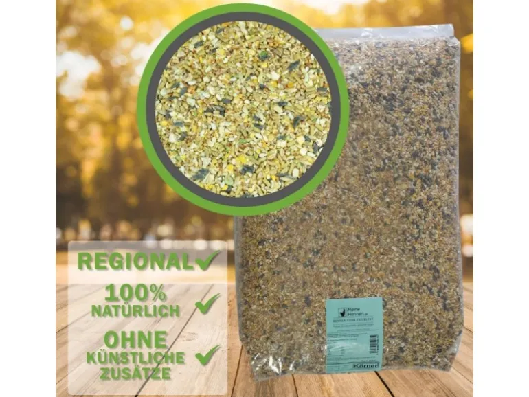 MeineHennen HENNEN VITAL EXZELLENT 15 Kg Premium Hühnerfutter und Wachtelfutter Körnerfutter Geflügelfutter Hennenfutter Alleinfutter für Hühner