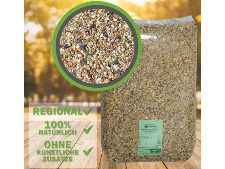 MeineHennen KÖRNER VITAL EXZELLENT 30 Kg PREMIUM Hühnerfutter Wachtelfutter mit Muschelschalen Buchweizen und Hirse