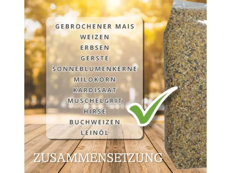 MeineHennen KÖRNER VITAL EXZELLENT Plus 15 Kg Premium Hühnerfutter Wachtelfutter Körnerfutter Geflügelfutter und Hennenfutter Alleinfutter