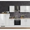 Menke Küchenzeile White Premium 300 cm Lack Weiß Hochglanz-Asteiche Nachbildung