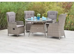 Merxx Riviera Set 9-tlg. Tisch Ø 120 cm Stahl Kunststoffgeflecht