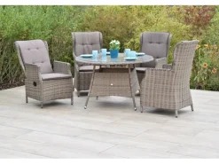 Merxx Riviera Set 9-tlg. Tisch Ø 120 cm Stahl Kunststoffgeflecht