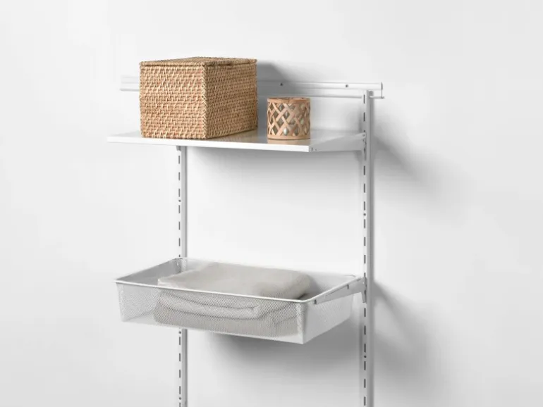 Metall-Drahtgitterkorb 12 cm x 39 cm x 60 cm Weiß-Matt