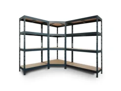 Metall-Eck-Schwerlast-Steckregal Rivet Anthrazit 180 cm x 90 cm x 45 cm x 65 cm