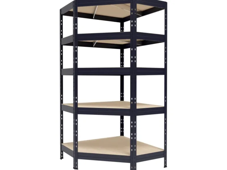Metall-Eck-Schwerlast-Steckregal Rivet Anthrazit 180 cm x 90 cm x 45 cm x 65 cm