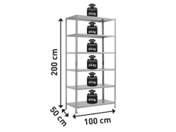 Metall-Schraubregal SR 100/65 Verzinkt 200 cm x 100 cm x 50 cm