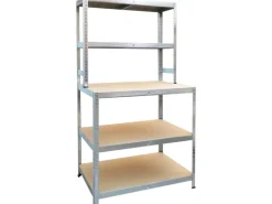 Metall-Werkbank mit Regalaufsatz Verzinkt 180 cm x 100 cm x 60 cm