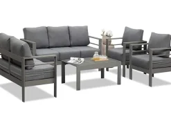MeXo Gartenmöbel Set aus Aluminium Loungeset für 7 Personen Grau