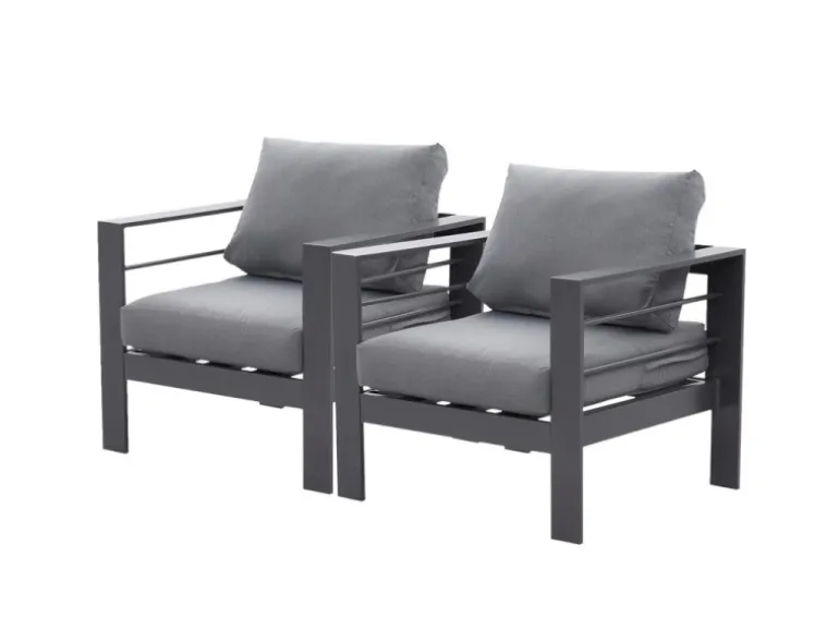 MeXo Gartensessel Outdoor 2 Sitzer Loungesessel Wetterfest Grau