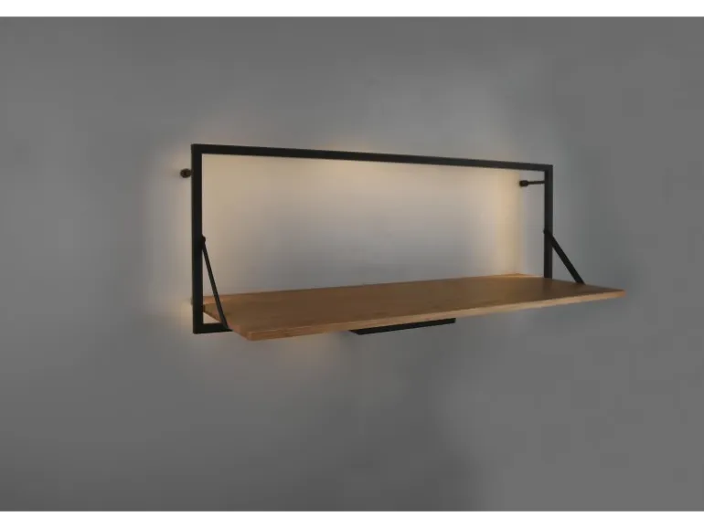 Mirrors & More Metall-Wandregal Becky mit LED-Stripe 10,5 W 30 x 90 x 30 cm