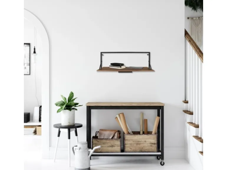 Mirrors & More Metall-Wandregal Becky mit LED-Stripe 10,5 W 30 x 90 x 30 cm