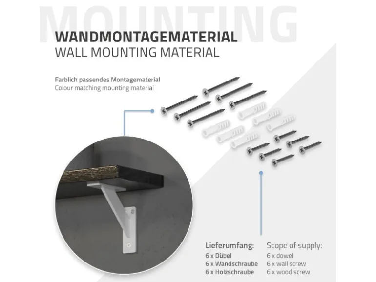 ML-Design 4 Stück Regalhalterung 120 x 120 mm Weiß Aluminium Schwebende