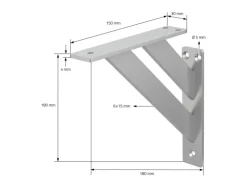 ML-Design 2 Stück Regalhalterung 18x18cm Silber Aluminium Schwebende Regalwinkel