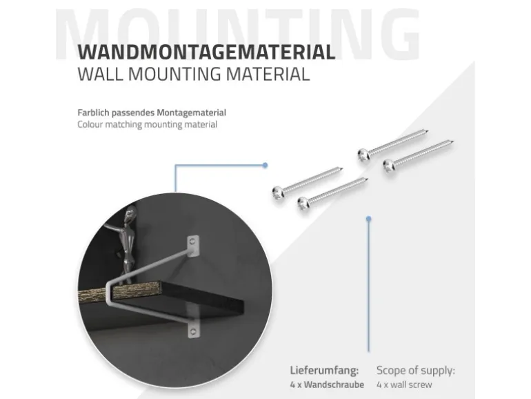 ML-Design 4 Stück Regalhalterung 265 mm Weiß aus Stahl Haarnadel Schwebe