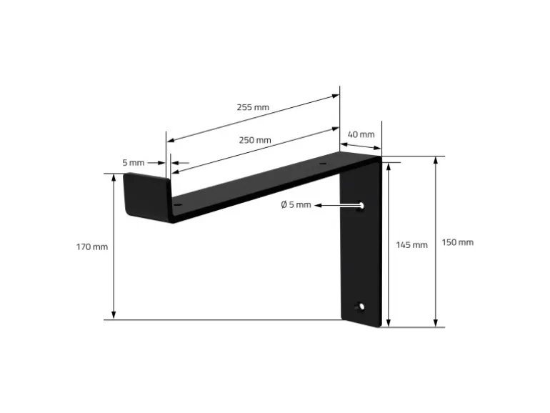 ML-Design 2 Stück Regalhalterung 25x4x14,5 cm Schwarz Metall 10 Zoll L-Form