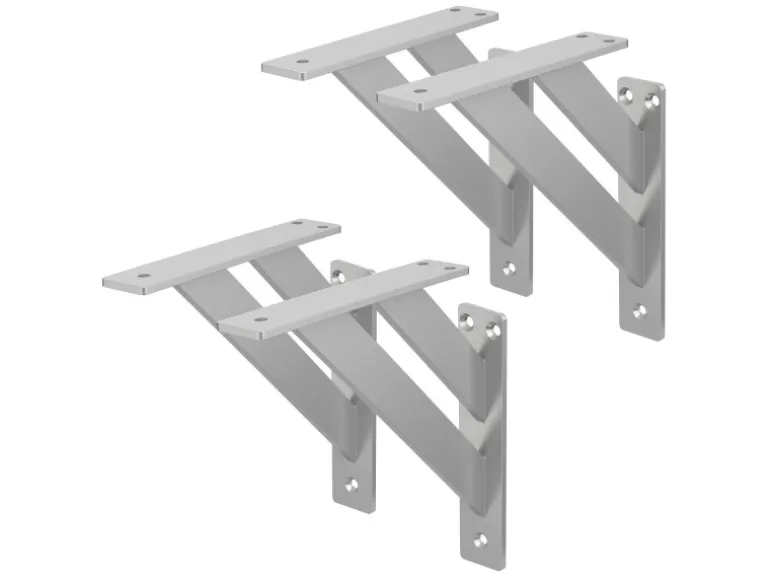 ML-Design 4 Stück Regalhalterung 18 x 18 cm Silber Aluminium Schwebende