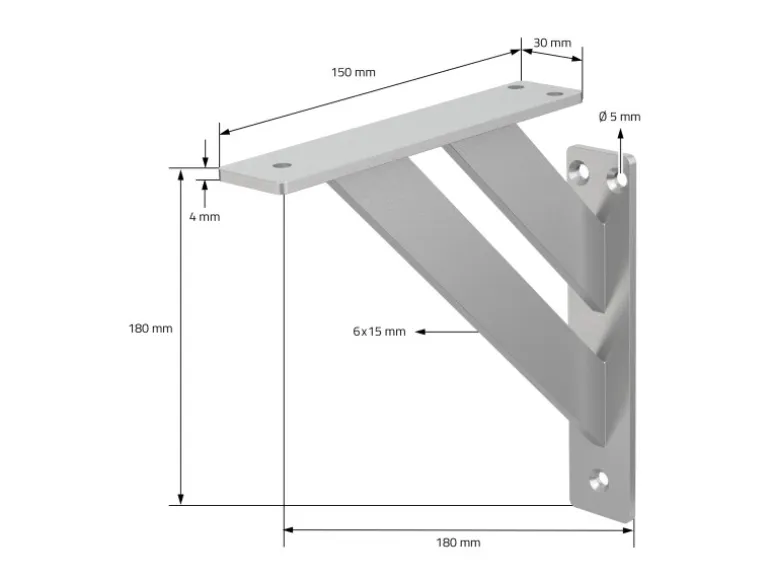 ML-Design 4 Stück Regalhalterung 18 x 18 cm Silber Aluminium Schwebende