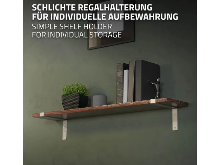 ML-Design 4 Stück Regalhalterung 25x4x14,5 cm Grau aus Metall 10 Zoll L-Form