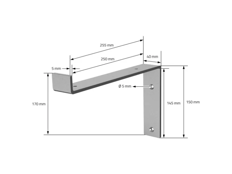 ML-Design 4 Stück Regalhalterung 25x4x14,5 cm Grau aus Metall 10 Zoll L-Form