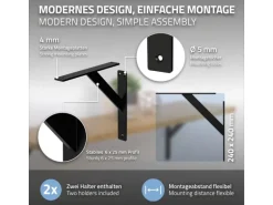 ML-Design 4 Stück Regalhalterung 240 x 240 mm Schwarz Aluminium Schwebende