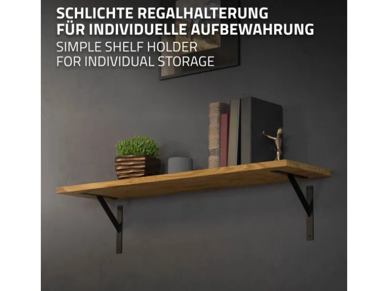 ML-Design 4 Stück Regalhalterung 240 x 240 mm Schwarz Aluminium Schwebende