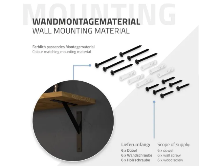 ML-Design 4 Stück Regalhalterung 240 x 240 mm Schwarz Aluminium Schwebende