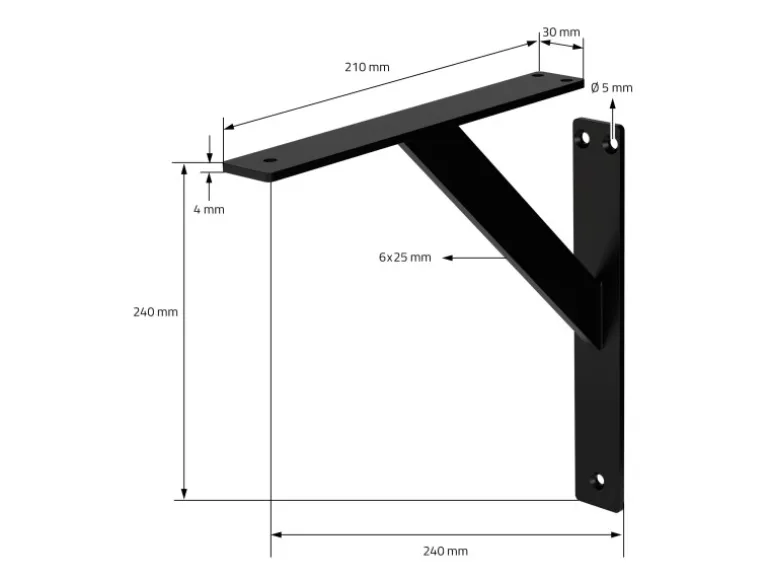 ML-Design 4 Stück Regalhalterung 240 x 240 mm Schwarz Aluminium Schwebende