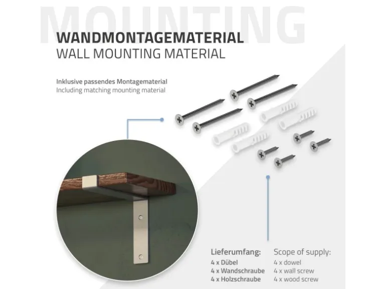 ML-Design 4 Stück Regalhalterung 20x4x14,5 cm Grau aus Metall 8 Zoll L-Form