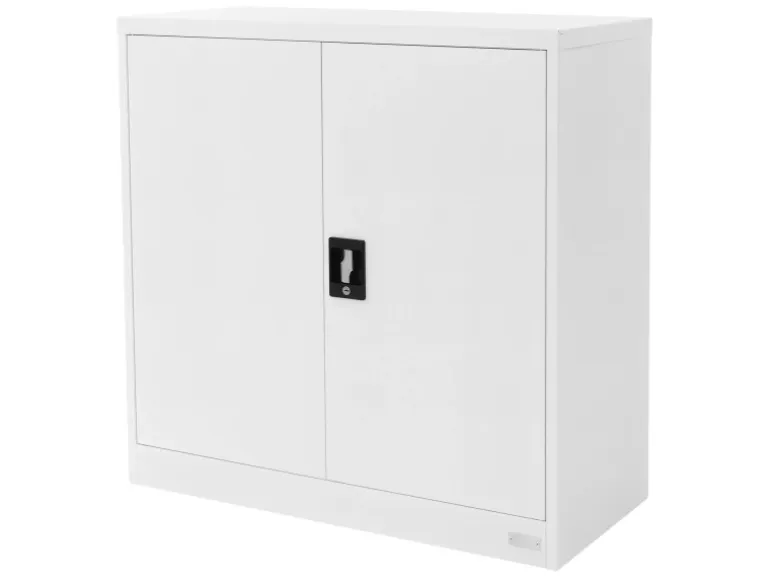 ML-Design Aktenschrank Abschließbar 90x40x90 cm Weiß Stahl mit 2 Türen