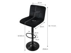 ML-Design Barhocker 4Er Set Bezug aus Samt Schwarz mit Rückenlehne und Fußstütze