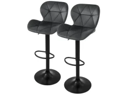 ML-Design Barhocker 2Er Set aus Samt Grau Gepolsterter Barstuhl mit Fußstütze