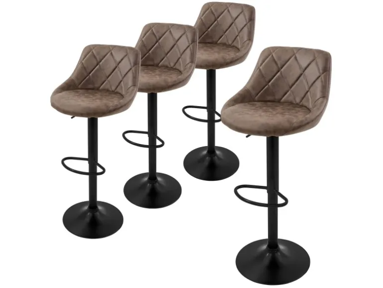 ML-Design Barhocker 4Er Set aus Kunstleder Braun Gepolsterter Stuhl