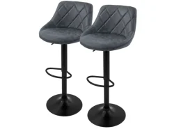 ML-Design Barhocker 2Er Set Kunstleder Anthrazit mit Rückenlehne und Fußstütze