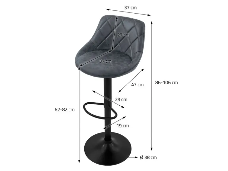ML-Design Barhocker 2Er Set Kunstleder Anthrazit mit Rückenlehne und Fußstütze