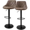ML-Design Barhocker 2Er Set aus Kunstleder Braun mit Rückenlehne und Fußstütze