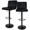 ML-Design Barhocker 2Er Set aus Samt Schwarz Barstuhl mit Rückenlehne Fußstütze