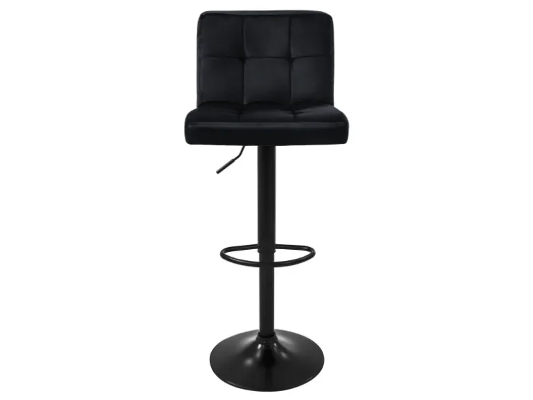ML-Design Barhocker 2Er Set aus Samt Schwarz Barstuhl mit Rückenlehne Fußstütze