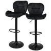 ML-Design Barhocker 2Er Set Samt Schwarz Gepolsterter Barstuhl mit Rückenlehne