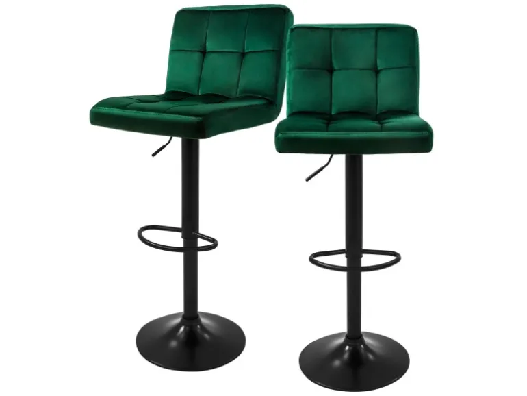 ML-Design Barhocker 2Er Set aus Samt Grün Gepolsterter Barstuhl mit Rückenlehne