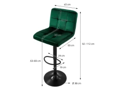 ML-Design Barhocker 2Er Set aus Samt Grün Gepolsterter Barstuhl mit Rückenlehne