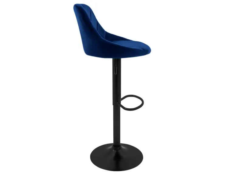 ML-Design Barhocker 2Er Set aus Samt Blau Barstuhl mit Rückenlehne und Fußstütze