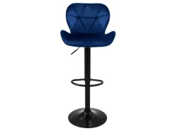 ML-Design Barhocker 2Er Set aus Samt Blau mit Rückenlehne und Fußstütze