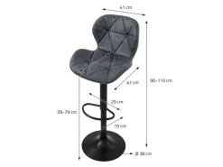 ML-Design Barhocker 4Er Set Kunstleder Anthrazit Rückenlehne Drehbar