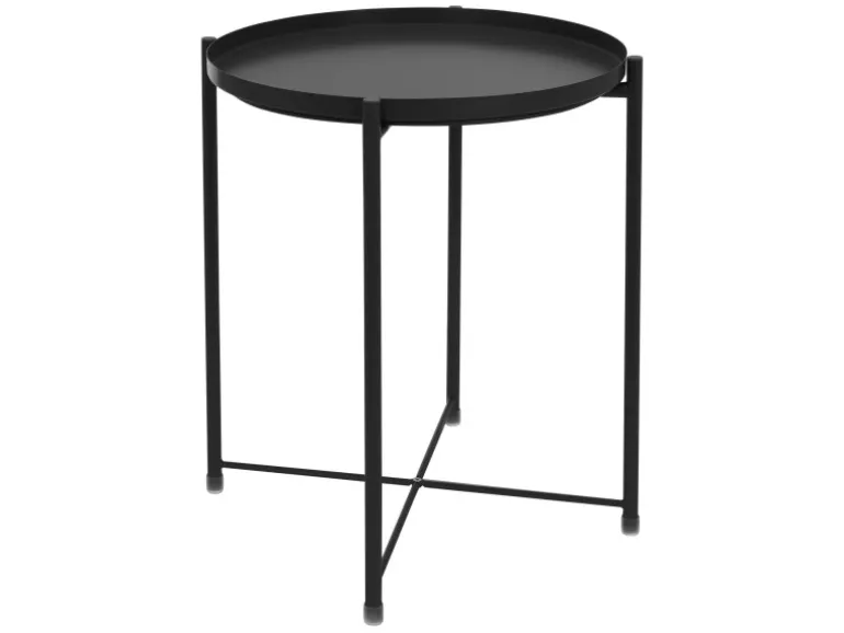 ML-Design Beistelltisch Rund 45xH52cm mit Abnehmbarem Tablett aus Metall Schwarz
