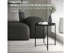 ML-Design Beistelltisch Rund 45xH52cm mit Abnehmbarem Tablett aus Metall Schwarz