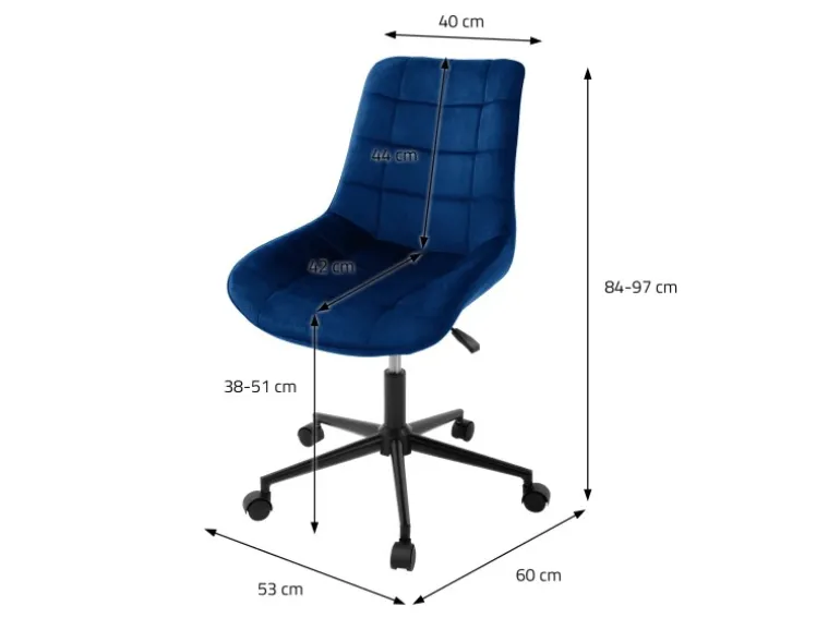 ML-Design Bürostuhl Blau Sitzfläche aus Samt Metallgestell Drehstuhl