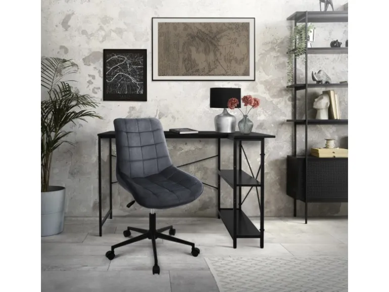 ML-Design Bürostuhl Grau Sitzfläche aus Samt Metallgestell Drehstuhl