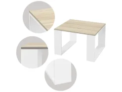ML-Design Couchtisch 65x65x40 cm Eicheoptik-Weiß Quadratischer